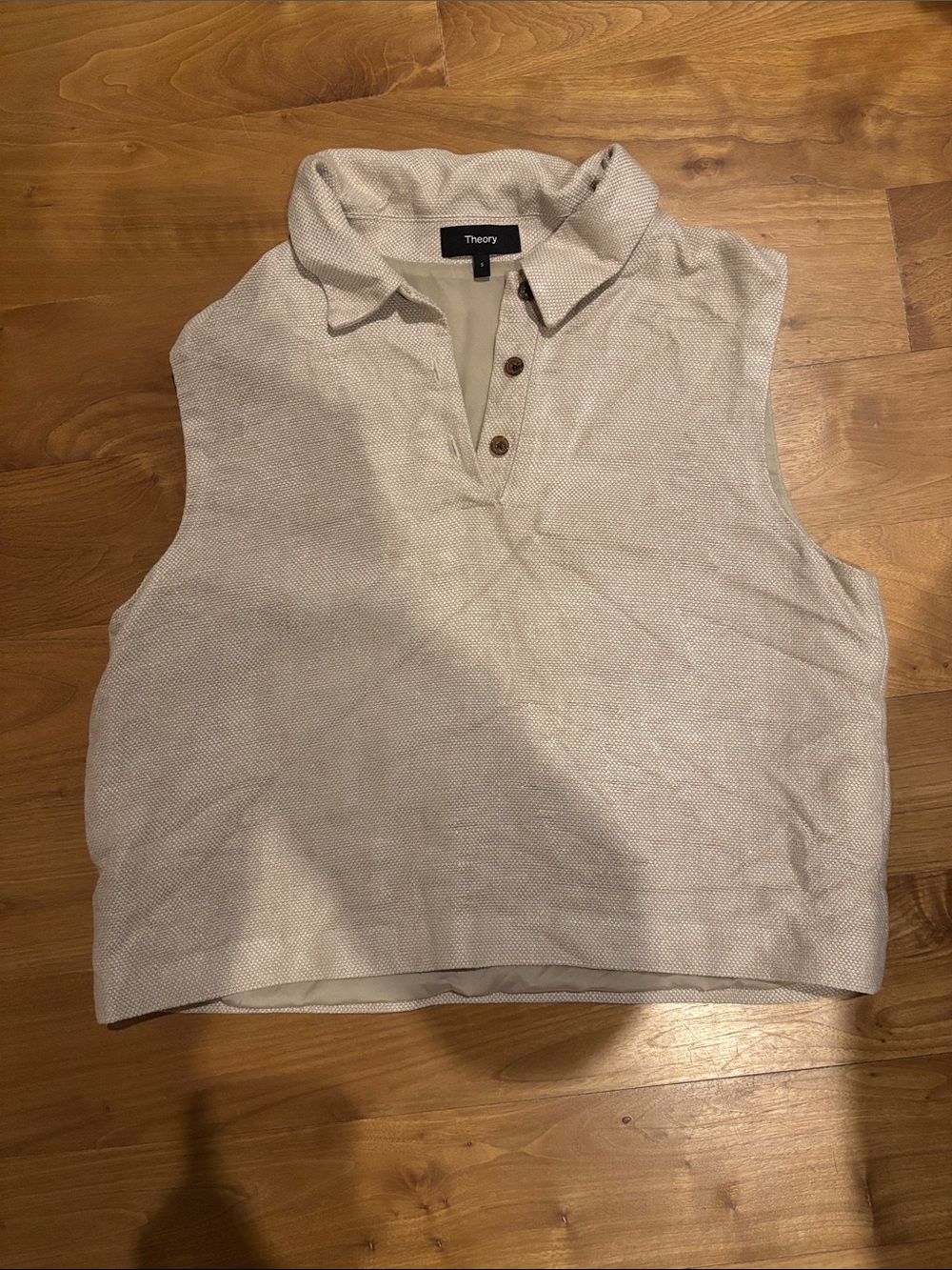 Theory Neutral Textured Sleeveless Polo Top